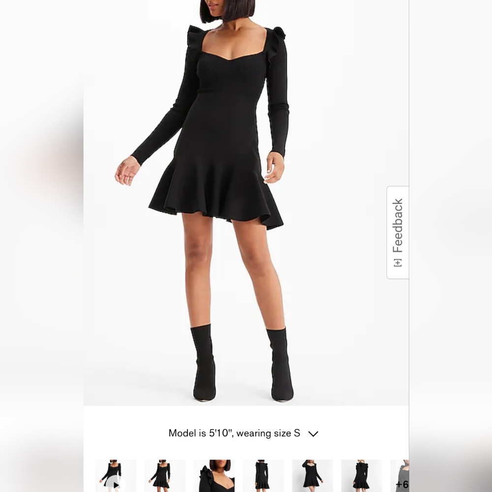 Express Sweetheart neck ruffle fit and flare sweater dress